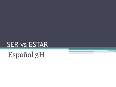 SER vs ESTAR Español 3H.