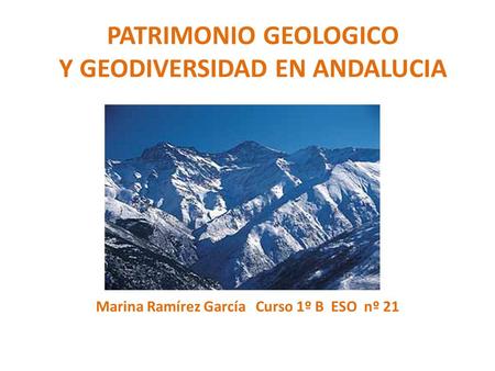 PATRIMONIO GEOLOGICO Y GEODIVERSIDAD EN ANDALUCIA