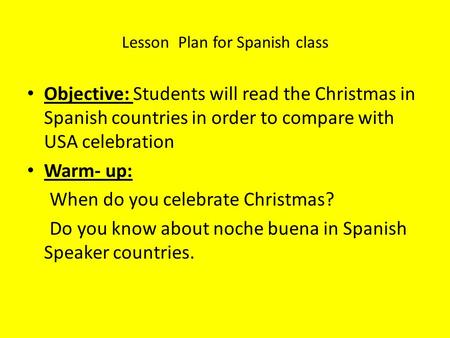 Lesson Plan for Spanish class