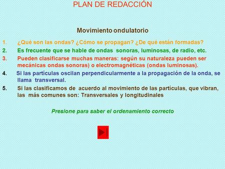 PLAN DE REDACCIÓN Movimiento ondulatorio