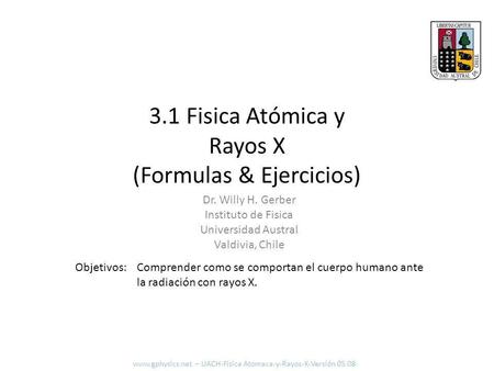 3.1 Fisica Atómica y Rayos X (Formulas & Ejercicios)