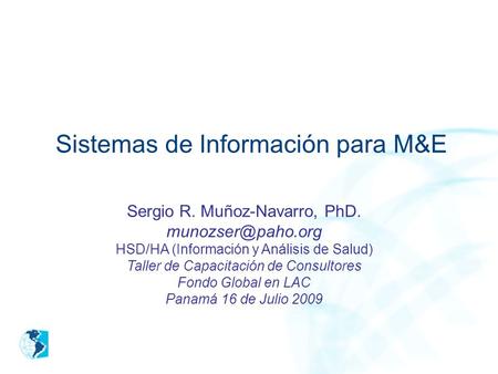 Sistemas de Información para M&E