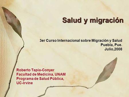 Salud y migración 3er Curso Internacional sobre Migración y Salud