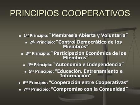 PRINCIPIOS COOPERATIVOS