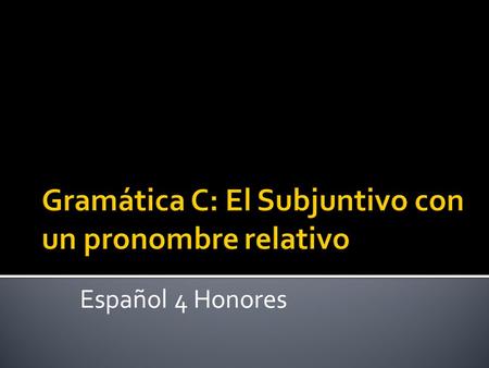 Español 4 Honores. The INDICATIVE is used to refer to people or things whose existence is CERTAIN. (A specific person in mind) The SUBJUNCTIVE is used.