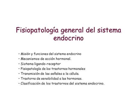 Fisiopatología general del sistema endocrino