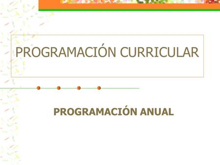 PROGRAMACIÓN CURRICULAR