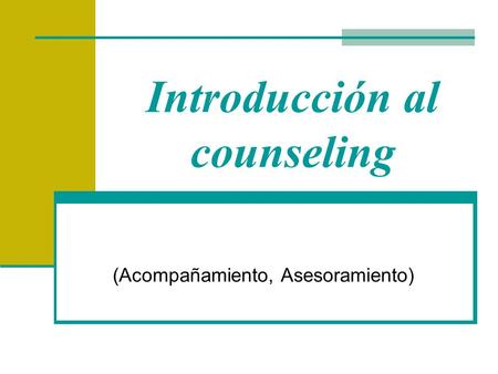 Introducción al counseling
