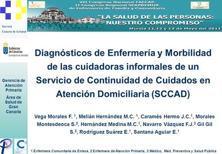 Diagnósticos de Enfermería y Morbilidad de las cuidadoras informales de un Servicio de Continuidad de Cuidados en Atención Domiciliaria (SCCAD) Vega Morales.