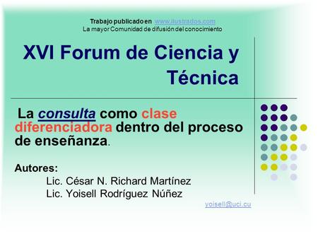 XVI Forum de Ciencia y Técnica
