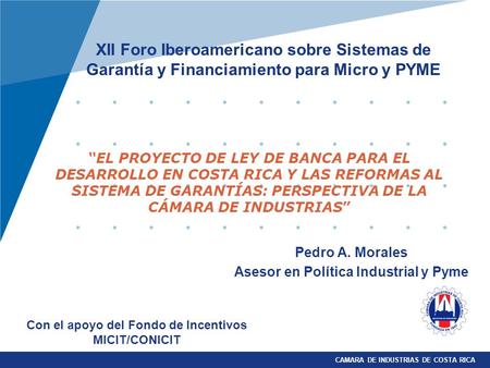 Pedro A. Morales Asesor en Política Industrial y Pyme