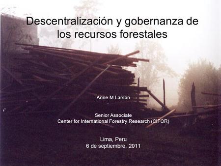 Descentralización y gobernanza de los recursos forestales