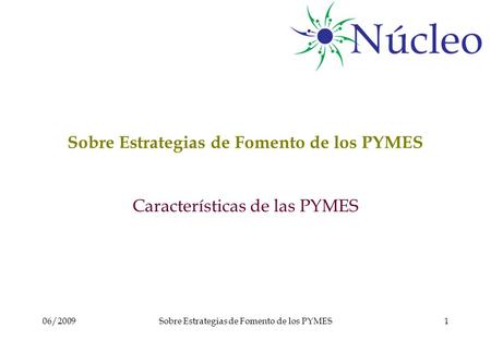 06/2009Sobre Estrategias de Fomento de los PYMES1 Características de las PYMES.