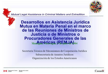 Desarrollos en Asistencia Jurídica Mutua en Materia Penal en el marco de las Reuniones de Ministros de Justicia o de Ministros o Procuradores Generales.