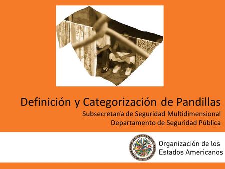 Definición y Categorización de Pandillas Subsecretaría de Seguridad Multidimensional Departamento de Seguridad Pública.