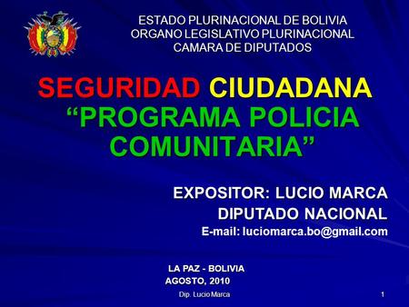 SEGURIDAD CIUDADANA “PROGRAMA POLICIA COMUNITARIA”