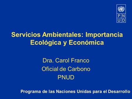 Dra. Carol Franco Oficial de Carbono PNUD