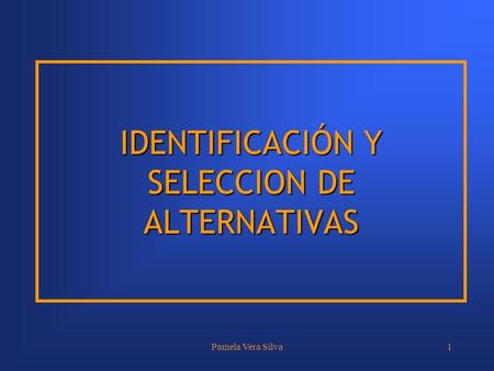 IDENTIFICACIÓN Y SELECCION DE ALTERNATIVAS