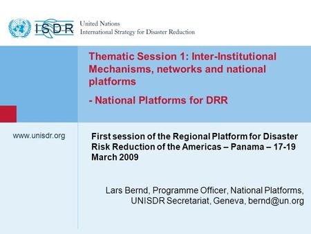 - National Platforms for DRR