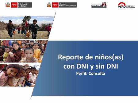 2014 Reporte de niños(as) con DNI y sin DNI Perfil: Consulta.