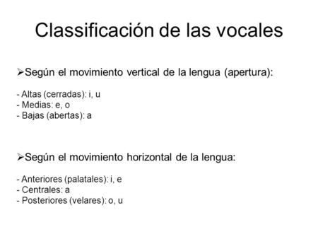 Classificación de las vocales