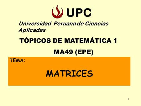 UPC MATRICES MA49 (EPE) Universidad Peruana de Ciencias Aplicadas