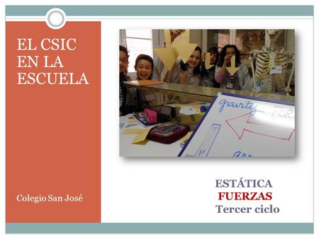 ESTÁTICA FUERZAS Tercer ciclo EL CSIC EN LA ESCUELA Colegio San José.