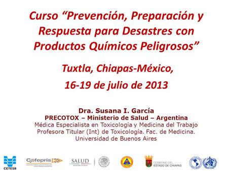 Tuxtla, Chiapas-México, PRECOTOX – Ministerio de Salud – Argentina