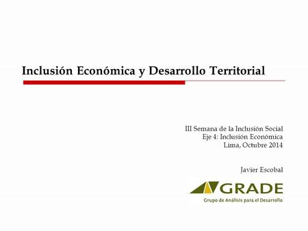 Inclusión Económica y Desarrollo Territorial