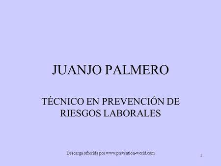 1 JUANJO PALMERO TÉCNICO EN PREVENCIÓN DE RIESGOS LABORALES Descarga ofrecida por www.prevention-world.com.
