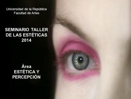 Universidad de la República Facultad de Artes SEMINARIO TALLER DE LAS ESTÉTICAS 2014 Área ESTÉTICA Y PERCEPCIÓN.