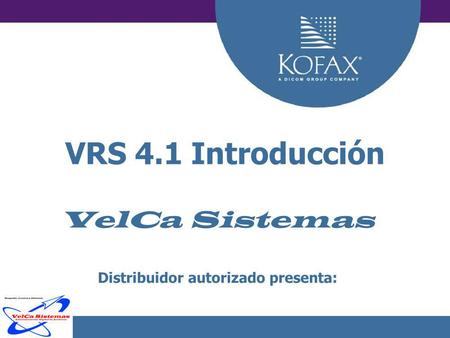 VRS 4.1 Introducción VelCa Sistemas Distribuidor autorizado presenta: