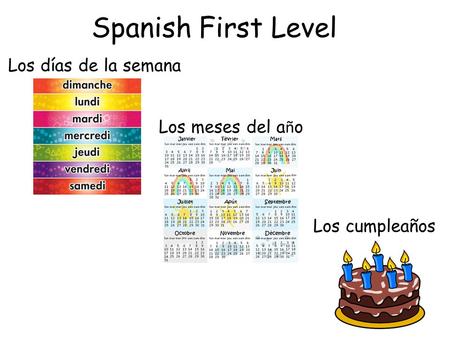 Spanish First Level Los cumpleaños Los días de la semana Los meses del a ñ o.