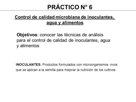Control de calidad microbiana de inoculantes,