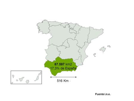 87.597 km2 17,3% de España Fuente i.n.e. 516 Km. 8.202.220 habitantes 18% Total Población Española: 46.157.822 Fuente i.n.e.