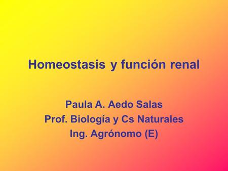 Homeostasis y función renal