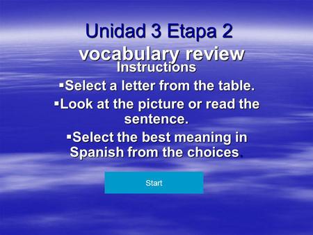 Unidad 3 Etapa 2 vocabulary review