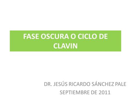 FASE OSCURA O CICLO DE CLAVIN