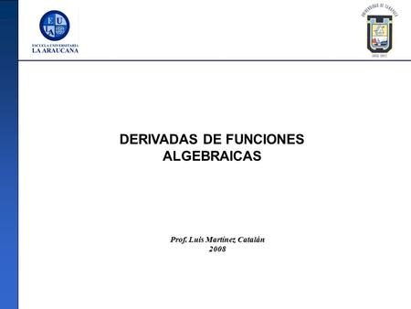 DERIVADAS DE FUNCIONES ALGEBRAICAS Prof. Luis Martínez Catalán 2008