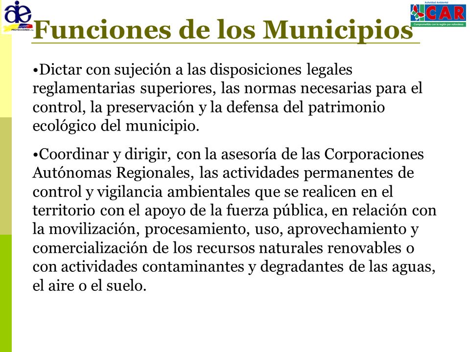 ¿Cuáles son las funciones de los municipios?