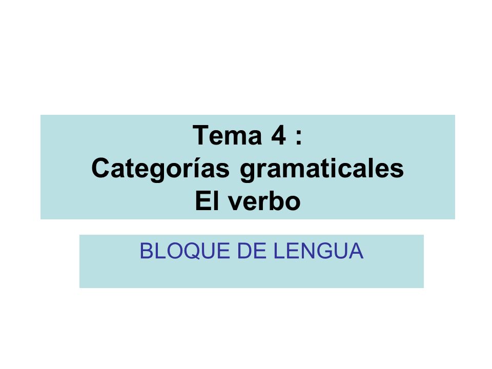 Tema 4 Categorias Gramaticales El Verbo Bloque De Lengua Ppt Descargar
