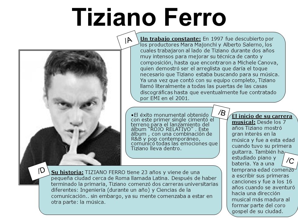 Tiziano Ferro /A /B /C /D - ppt descargar