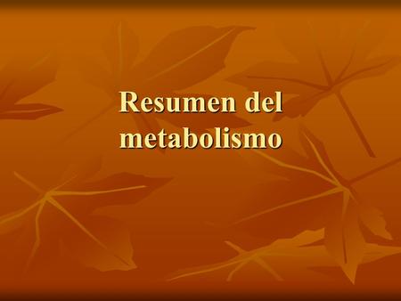 Resumen del metabolismo