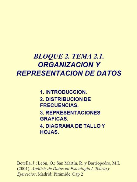 BLOQUE 2. TEMA 2.1. ORGANIZACION Y REPRESENTACION DE DATOS