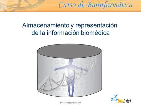 © Copyright Ebiointel,SL 2006 Almacenamiento y representación de la información biomédica.