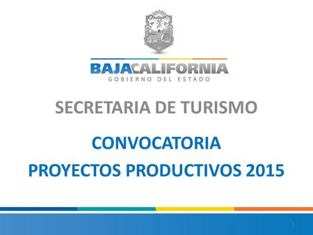 SECRETARIA DE TURISMO 1 CONVOCATORIA PROYECTOS PRODUCTIVOS 2015.
