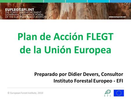 © European Forest Institute, 2010 Plan de Acción FLEGT de la Unión Europea Preparado por Didier Devers, Consultor Instituto Forestal Europeo - EFI.