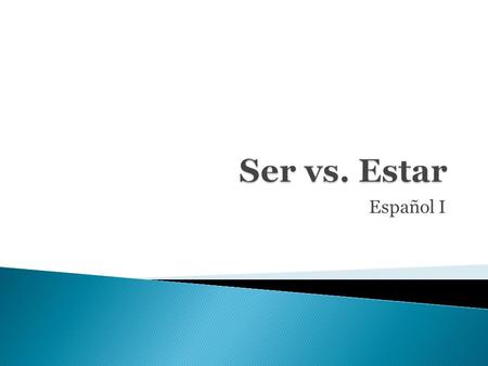 Ser vs. Estar Español I.