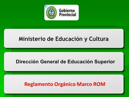Subsecretaría de Gestión Administrativa,Educación y Programación Ministerio de Educación y Cultura Dirección General de Educación Superior Reglamento Orgánico.