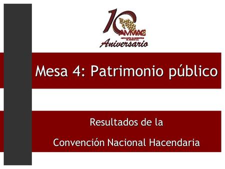 Mesa 4: Patrimonio público Resultados de la Convención Nacional Hacendaria.